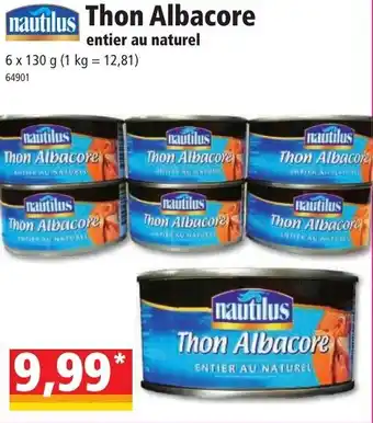 Norma NAUTILUS thon albacore entier au naturel offre