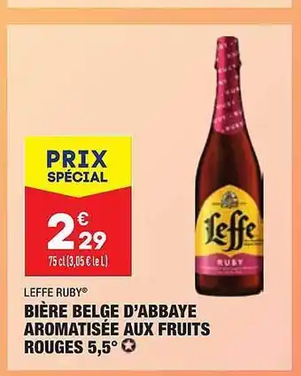 ALDI Bière Belge D'abbaye Aromatisée Aux Fruits Rouges 5,5° Leffe Ruby offre