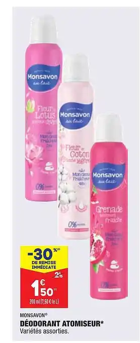 ALDI Déodorant Atomiseur Monsavon offre
