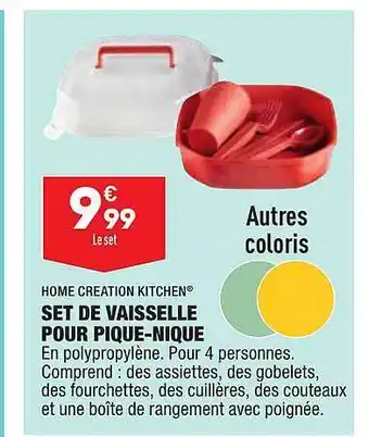 ALDI Set De Vaisselle Pour Pique-nique Home Creation Kitchen offre