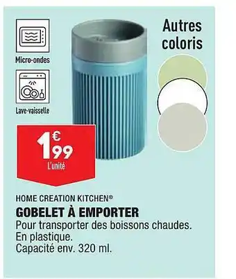 ALDI Gobelet à Emporter Home Creation Kitchen offre