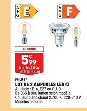 Lot De 2 Ampoules Led Philips