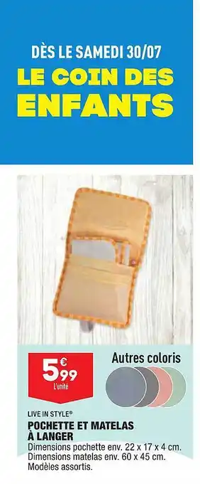 ALDI Pochette Et Matelas à Langer Live In Style offre
