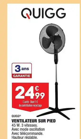 ALDI Ventilateur Sur Pied Quigg offre