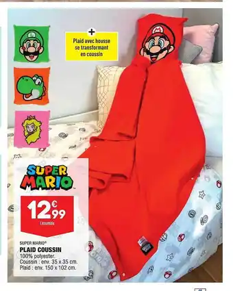 ALDI Plaid Coussin Super Mario offre