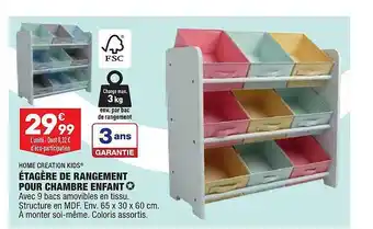 ALDI étagère De Rangement Pour Chambre Enfant Home Creation Kids offre