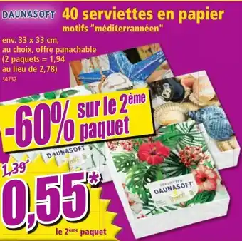 Norma 40 serviettes en papier motifs "méditerrannéen" offre