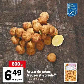 Lidl Accras de morue MSC recette créole offre