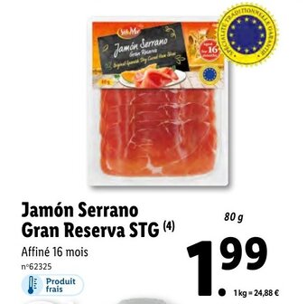 Lidl Jamón serrano gran reserva STG offre