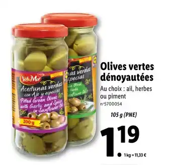 Lidl Olives vertes dénoyautées offre