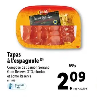 Lidl Tapas à l'espagnole offre