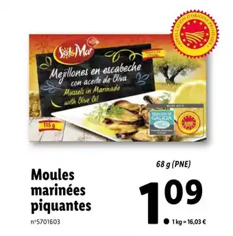 Lidl Moules marinées piquantes offre