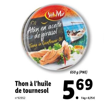 Lidl Thon à l'huile de tournesol offre