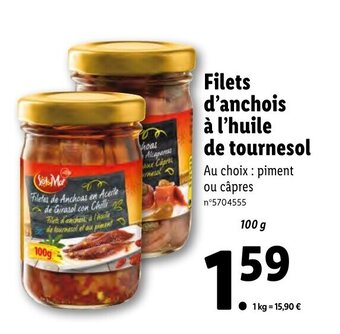 Lidl FIlets d'anchois à l'huile de tournesol offre