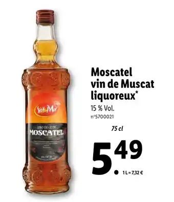 Lidl Moscatel vin de muscat liquoreux offre