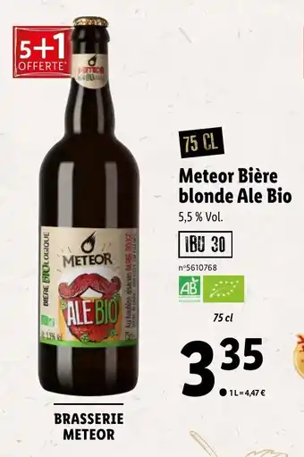 Lidl Meteor bière blonde ale bio offre