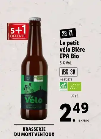 Lidl Le petit vélo bière IPA bio offre