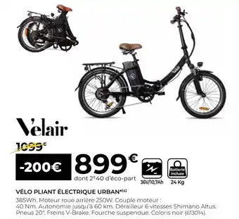 Feu Vert V'elair vélo pliant électrique urban offre