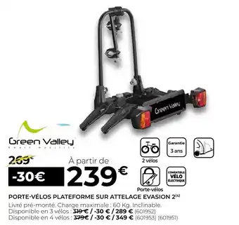 Feu Vert Green valley porte-vélos plateforme sur attelage evasion 2 offre