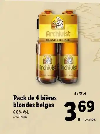 Pack de 4 bières blondes belges