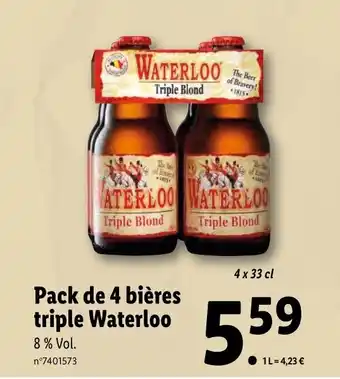 Pack de 4 biĂšres triple waterloo