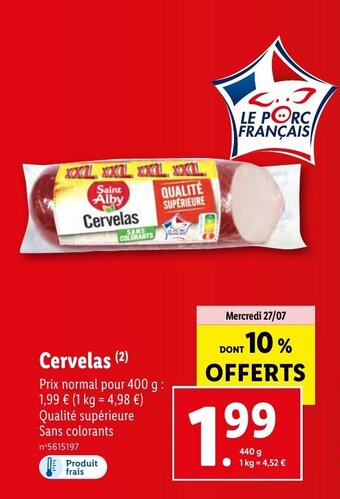 Lidl Cervelas offre