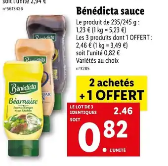 Lidl Bénédicta sauce offre
