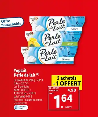 Lidl Yoplait perle de lait offre