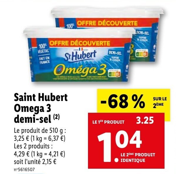 Promo Saint hubert omega 3 demisel chez Lidl