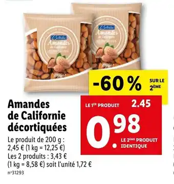 Lidl Amandes de californie décortiquées offre