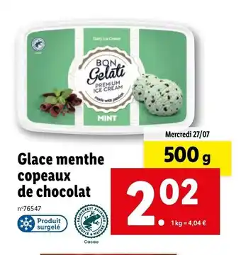 Lidl Glace menthe copeaux de chocolat offre