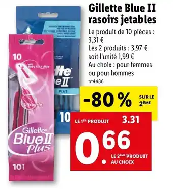 Lidl Gillette blue II rasoirs jetables offre