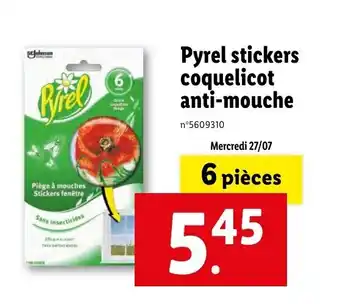 Pyrel stickers coquelicot anti-mouche