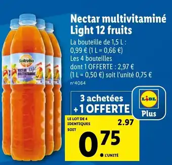 Lidl Nectar multivitaminé light 12 fruits offre