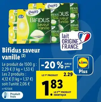 Lidl Bifidus saveur vanille offre