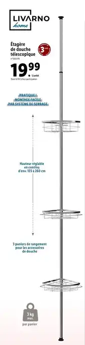 Lidl LIVARNO Étagère de douche télescopique offre