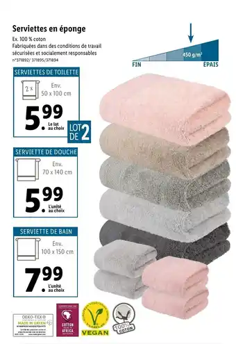 Lidl Serviettes en éponge offre