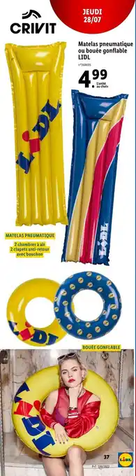 Lidl CRIVIT matelas pneumatique ou bouée gonflable LIDL offre