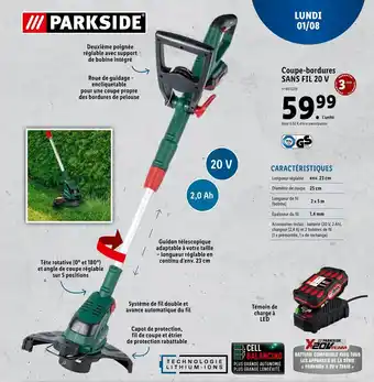 Lidl SANS FIL 20 V coupe-bordures offre