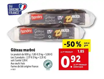 Lidl Gâteau marbré offre