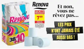 Stokomani RENOVA les 38 + 10 rouleaux de papier toilette extra résistants et super absorbants offre