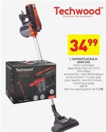 Stokomani TECHWOOD l'aspirateur balai sans sac offre