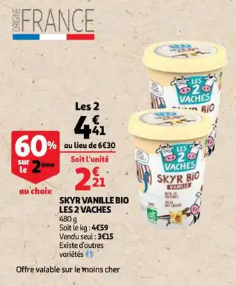 Auchan Skyr vanille bio les 2 vaches offre