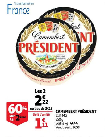 Auchan Camembert président offre