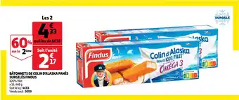Bâtonnets de colin d'alaska panés surgelés findus