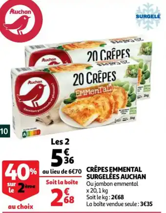 Auchan Crêpes emmental surgelées auchan offre