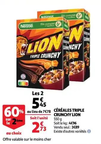 Auchan Céréales triple crunchy lion offre