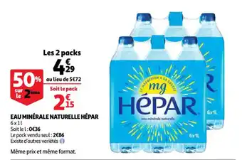 Auchan Eau minéral naturelle hépar offre