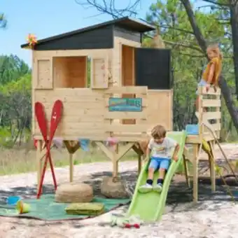 Cabane en bois sur pilotis avec toboggan portland  - soulet