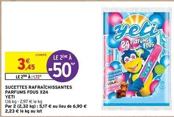 Intermarché Sucettes Rafraîchissantes Parfums Fous X24 Yeti offre